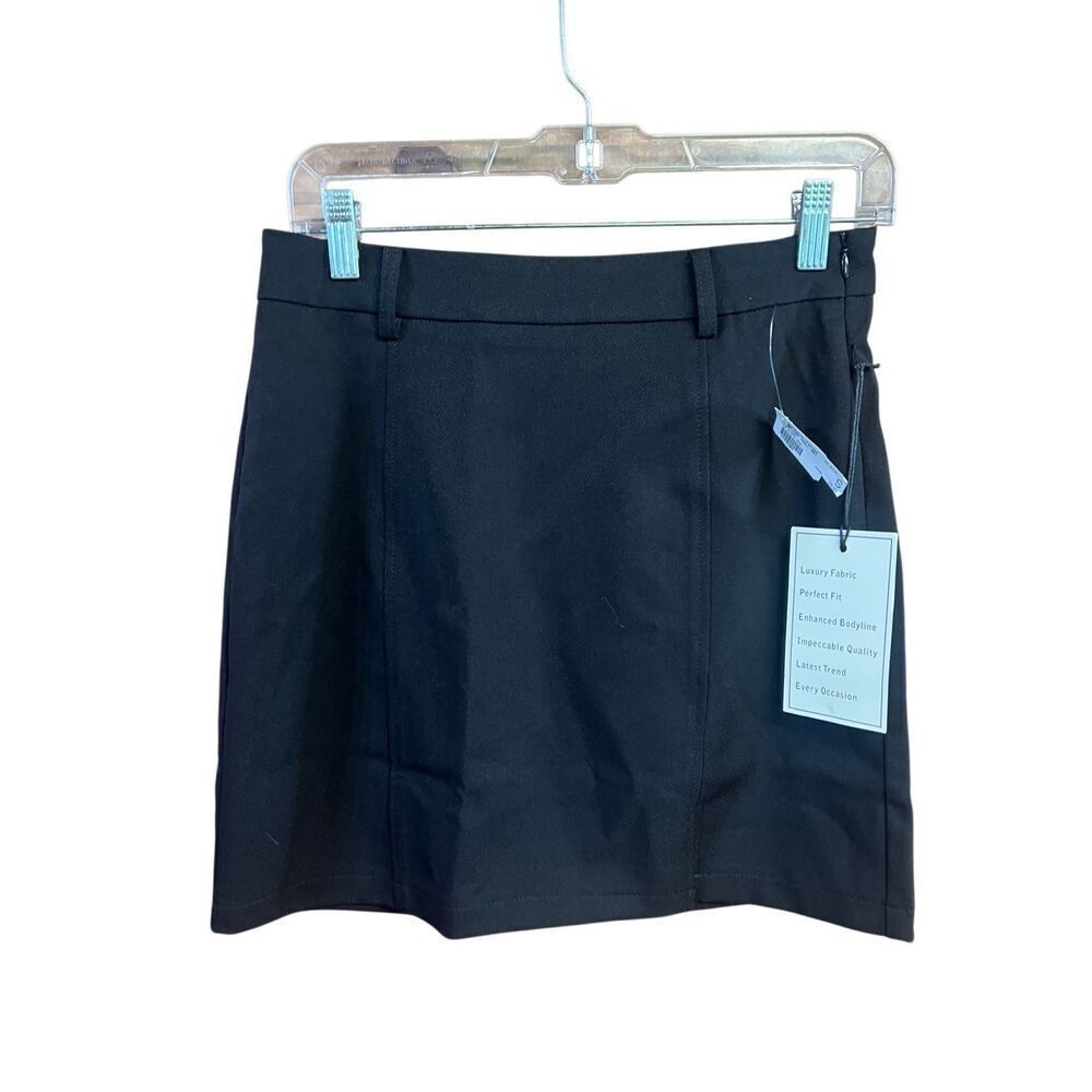 HAVE Basic Belted Loops Short Black Skirt Sz S NWT